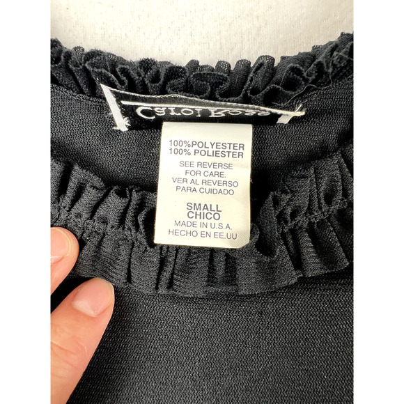 Women's Carol Rose Sleeveless Tank Top Scoop Neckline Sz Small Black Mesh Y2K - Picture 6 of 10